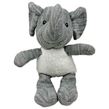 Elephant Plush Lovey Rattle Spark Create Imagine Gray White Knit Plush Toy 14