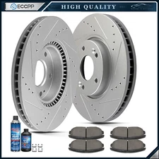 Front Drilled And Slotted Brake Rotors Ceramic Pads For 2006 - 08 Hyundai Sonata