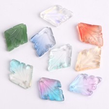 10pcs 25x18mm Maple Leaf Shape Crystal Glass Loose Beads Top Drilled Pendants