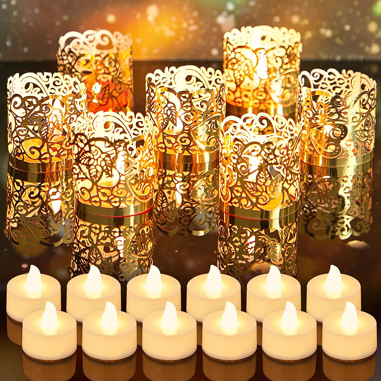92 Pieces Votive Candle Holders Tea Light Candles Bulk Paper Candle Holder Flame