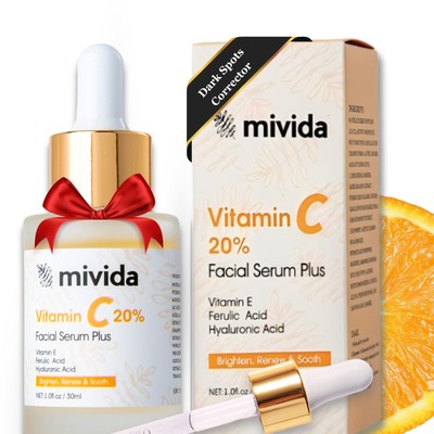 Premium 20% Vitamin C Facial Serum Plus Hyaluronic Acid, Ferulic Acid, Vitami...