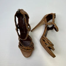 Fauzian Jeunesse Shoe Women 10 Sandal Ankle Strap Italy Open Stones 40.5 Core Ex