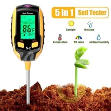 🔥5-in-1 Digital PH Soil Tester LCD Moisture Plant Water Temperature Test Meter
