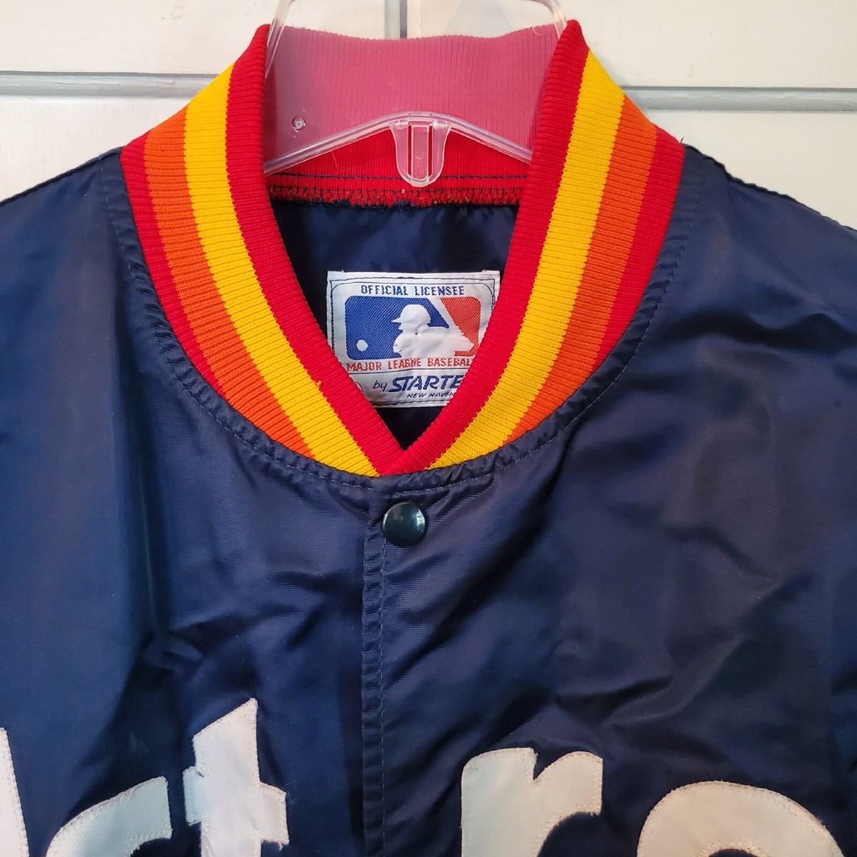 Astros 刺繍入りボタンアップジャケット Houston Astros Majestic Jacket Starter Style Satin 80's