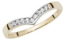 Wishbone Ring 9ct Carat Yellow Gold Ladies with Cultured Cubic Zirconia/CZ
