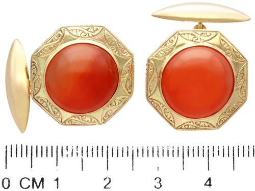 9.78ct Carnelian and 14ct Yellow Gold Cufflinks - Antique Circa 1890 - Picture 7 of 9