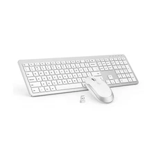 Wireless Keyboard and Mouse Combo - Full Size Slim Thin Wireless Keyboard Mou...