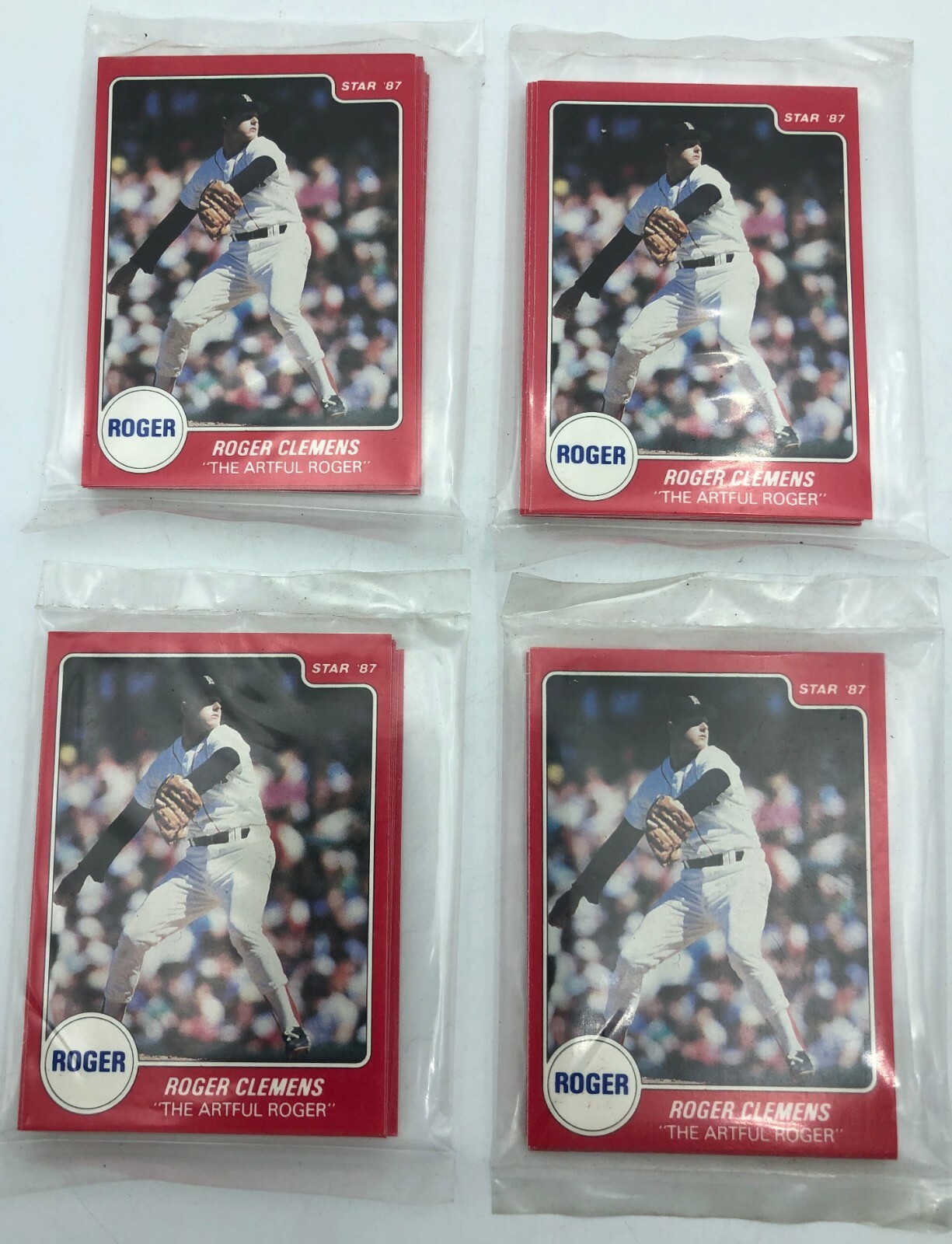 (4) Roger Clemens Boston Red Sox 1987 Star Company Baseball Card Factory Set Lot