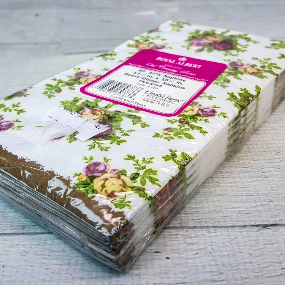 Royal Albert Old Country Roses Paper 3-Ply Dinner Napkins 20ct & 8 Plates 10.5" - Image 3 of 4