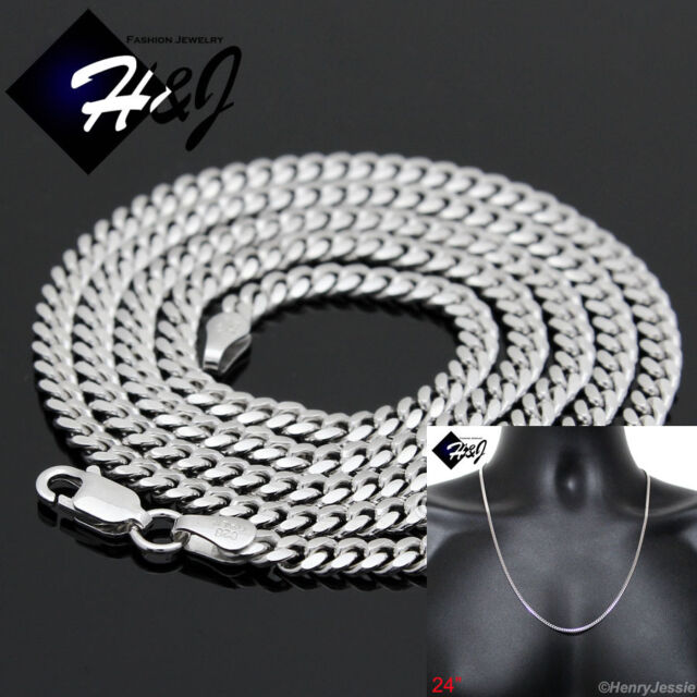 24"MEN WOMEN 925 STERLING SILVER 3MM MIAMI CUBAN CURB LINK CHAIN NECKLACE*SN4