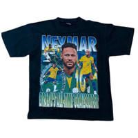 Neymar Jr Brazil Retro FOOTBALL TEE SHIRT / TOP -  Black BNWT