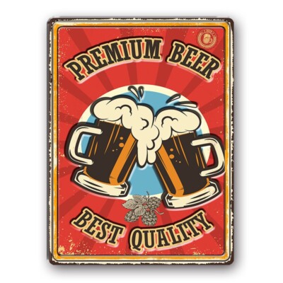 Blechschild Mit Der Aufschrift PREMIUM BEER Vintage Sammlung 40 Cm X 30 Cm