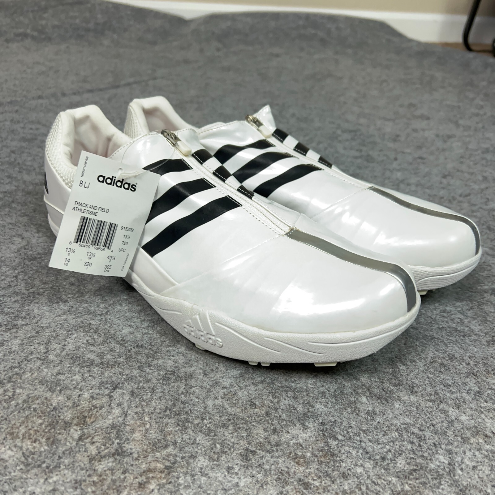 Adidas Mens Shoe 14 White Black Cleat Long Jump Track Spikes Sports Low