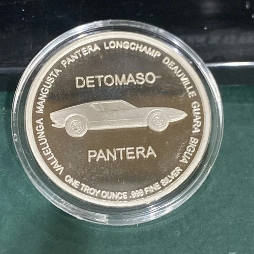 1 OZ Detomaso PANTERA  .999 FINE SILVER Round - # 38 - Uncirculated in Case
