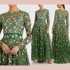 NWT Mac Duggal [ 4 ] 5533 Embellished High Neck Long Sleeve A Line Gown #S1504