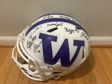 2025 WASHINGTON HUSKIES TEAM SIGNED FULL SIZE FOOTBALL HELMET PROOF COA DEMOND