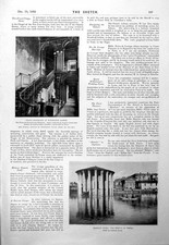 Old Print Staircase Kimbolton Castle Flooded Rome Atherston Hounds 1900 20th