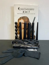 Duomishu SM-C505 Black 6 in 1 Interchangeable Ceramic Hair Styler Curler Set