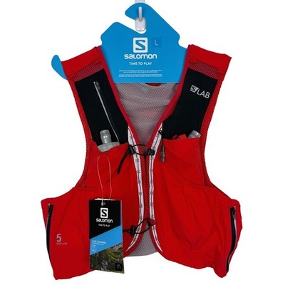 Salomon S/Lab Sense Ultra 5 Hydration Running Vest W/ 500ml Flasks Unisex M Red