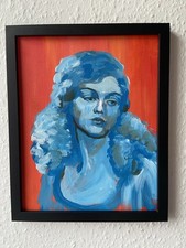 Portrait Gemälde einer Frau Moderne Kunst Blau Rot