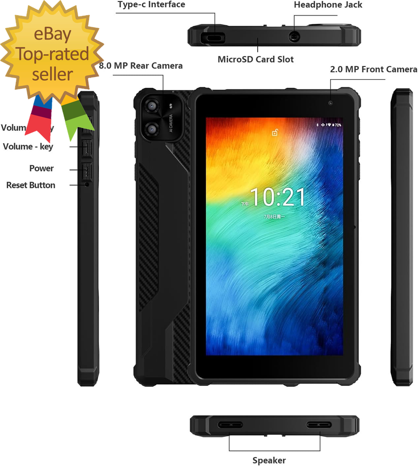 Android 14 Tablet 7 Inch 8GB RAM 64GB ROM Octa-Core 2.0Gh IPS Touch ...