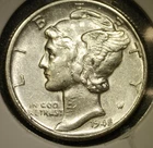 1945 Mercury Dime - BU Condition / Full Split Bands - Free Shipping!