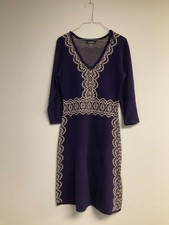 NINE WEST PURPLE SCROLLWORK DESIGN 3/4 SLEEVE SWEATER DRESS, SIZE S