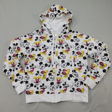 Disney Mickey Mouse Youth Hoodie Full Zip All Over Print Size M 7/9 Cartoon