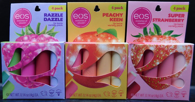 3Pk EOS Lip Balm With 4 Diff Flavors Ea 12 Flavors & Lip Balms Total Brand New