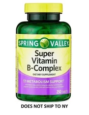 Spring Valley Super B-complex Dietary Supplement Tablets 250 Pieces, Free Ship