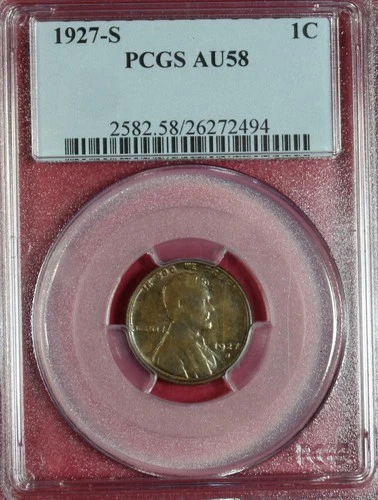 1927-S LINCOLN CENT PCGS AU58