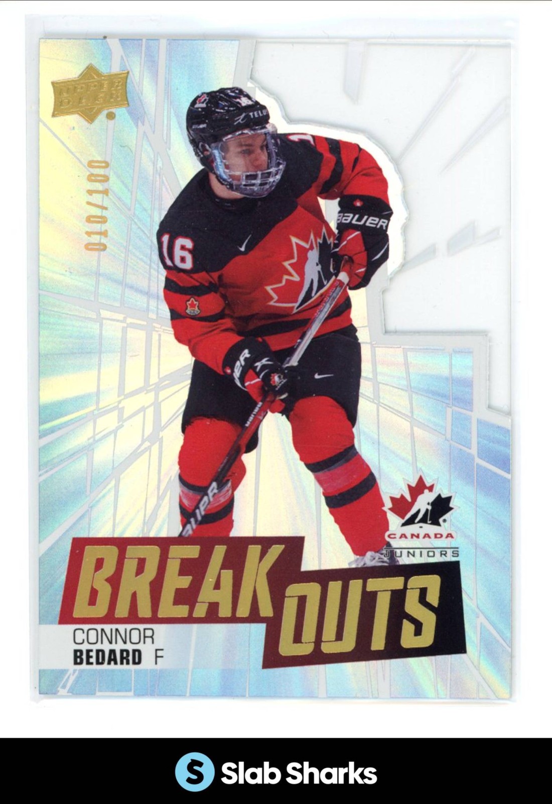 2022 UPPER DECK TEAM CANADA JUNIORS #TCB-4 CONNOR BEDARD BREAKOUTS /100