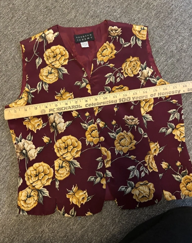 Chaleco Top Vintage 90’s Spenser Jeremy Mujer’s Talla P Seda Floral Abotonado Foto 4 de 4
