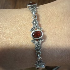 Sterling Silver 925 Garnet marcasite vintage ...