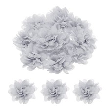 12pcs Chiffon Flowers, 3 Inch Grey Artificial Fabric Flowers for Crafts