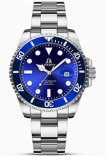 Lenoin Professional Herren Quarz Armbanduhr Edelstahl blau