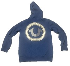 True Religion Blue Full Zip Up Hoodie Youth Medium Cotton Polyester Blend