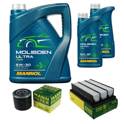 MANN Inspektionspaket 7L MANNOL Molibden Ultra 5W-30 für Hyundai Santa Fé II