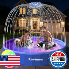 Pawtners 79 Foldable Dog Pool Rgb Led Light Collapsible Hard Plastic Swimming