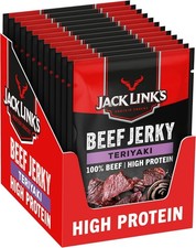 Jack Link's Beef Jerky, Teriyaki Flavour, Multipack of 12 x 25g Bags, High Prote