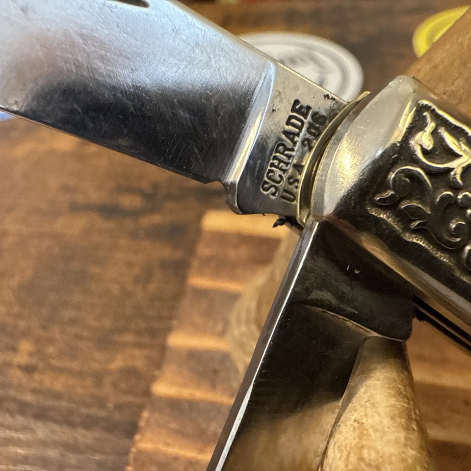 Faca dobrável de bolso Schrade USA 206 vintage aço carbono - Imagem 2 de 4