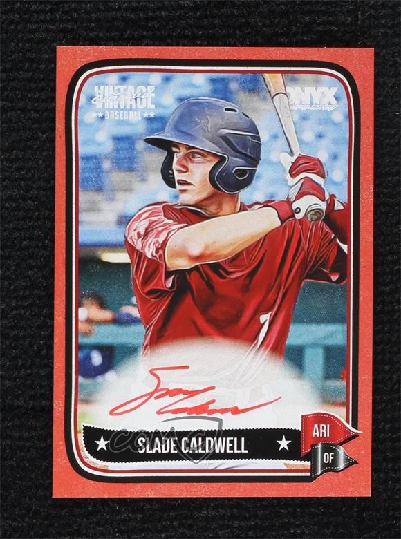 2024 Onyx Vintage Extended Red Bordered 19/25 Slade Caldwell #VASLCA Auto 0j81