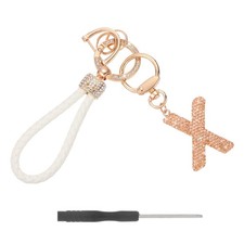 Initial Letter Keychain Letter X - Initial Wristlet KeyChain Champagne