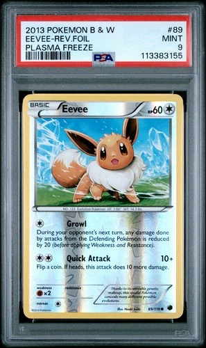 2013 POKEMON PLASMA FREEZE EEVEE #89 REVERSE FOIL PSA 9 MINT #113383155