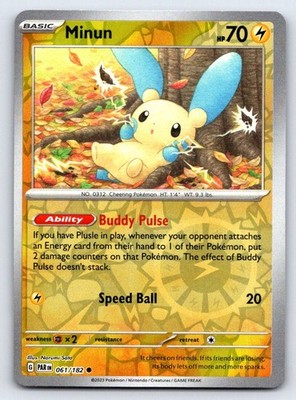 Minun 061/182 Common Paradox Rift Pokemon Reverse Holo Near Mint