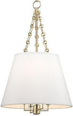 Burdett Four-Light Pendant in Aged Brass by