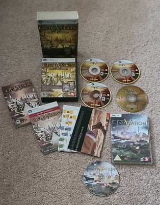 Sid Meier's Civilization IV 4 Gold Edition & V 5 PC CD DVD ROM Posters Manual  
