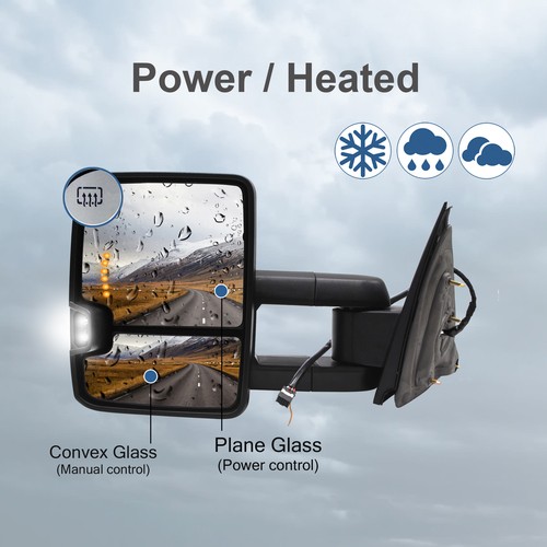 Towing Mirrors for 14-18 Silverado Sierra 1500 2500 3500 HD Power Heated Chrome - 第 3/12 張圖片