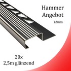 20x Edelstahl Stufenprofil Fliesenleiste Profil Treppen Schiene H12mm glänzend
