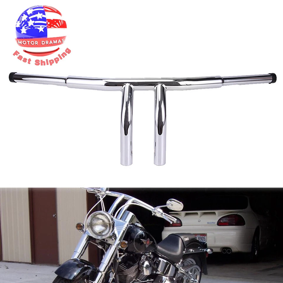 Fat 1-1/4'' Handlebars 8''Rise T-Bars Drag Bar For Harley Dyna Sportster Fat boy - Imagem 2 de 4